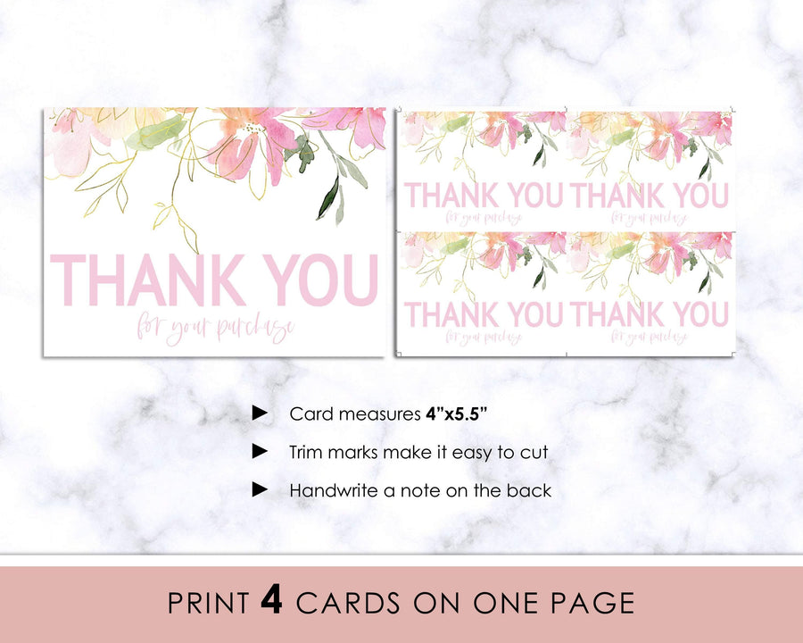 Thank You Card - Blush Gold - Sweet Summer Designs
