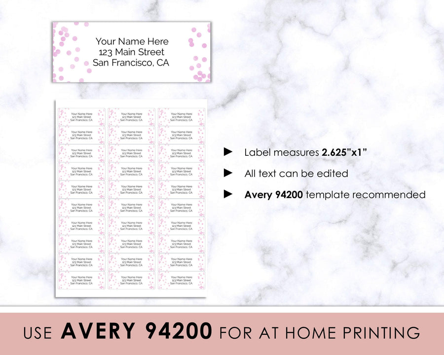 Editable Return Address Label - Pink Confetti - Sweet Summer Designs
