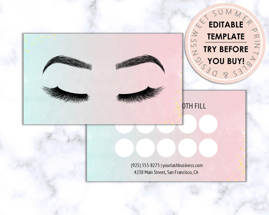 Med Spa - Loyalty Card - Editable - Teal and Pink - Sweet Summer Designs