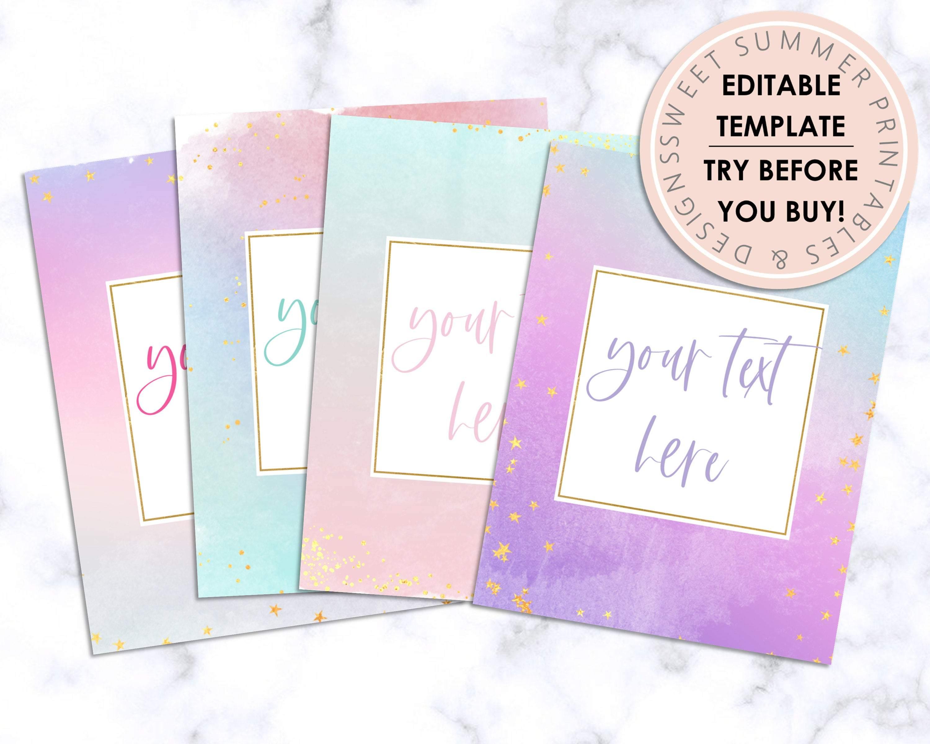 Binder Covers - Editable - Pastel Gold Glitter – Sweet Summer Designs