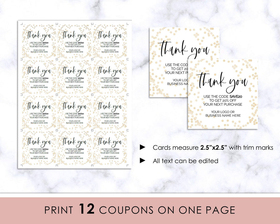Coupon - Business - Editable - Champagne Confetti - Sweet Summer Designs