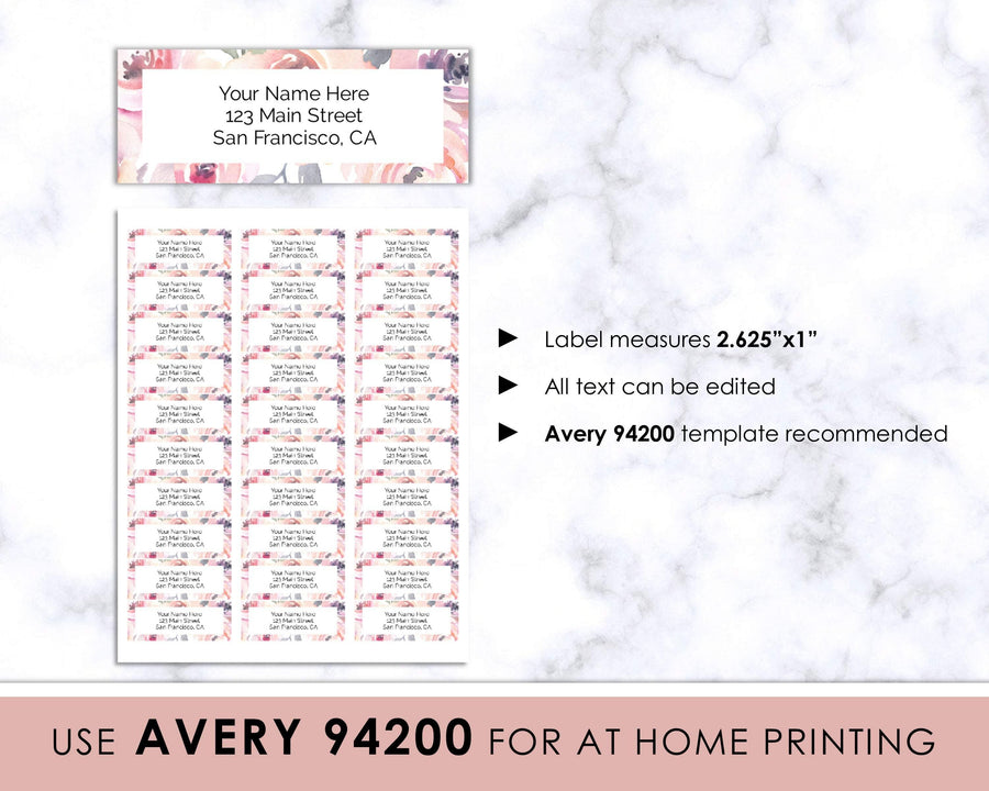 Editable Return Address Label - Blush Floral - Sweet Summer Designs