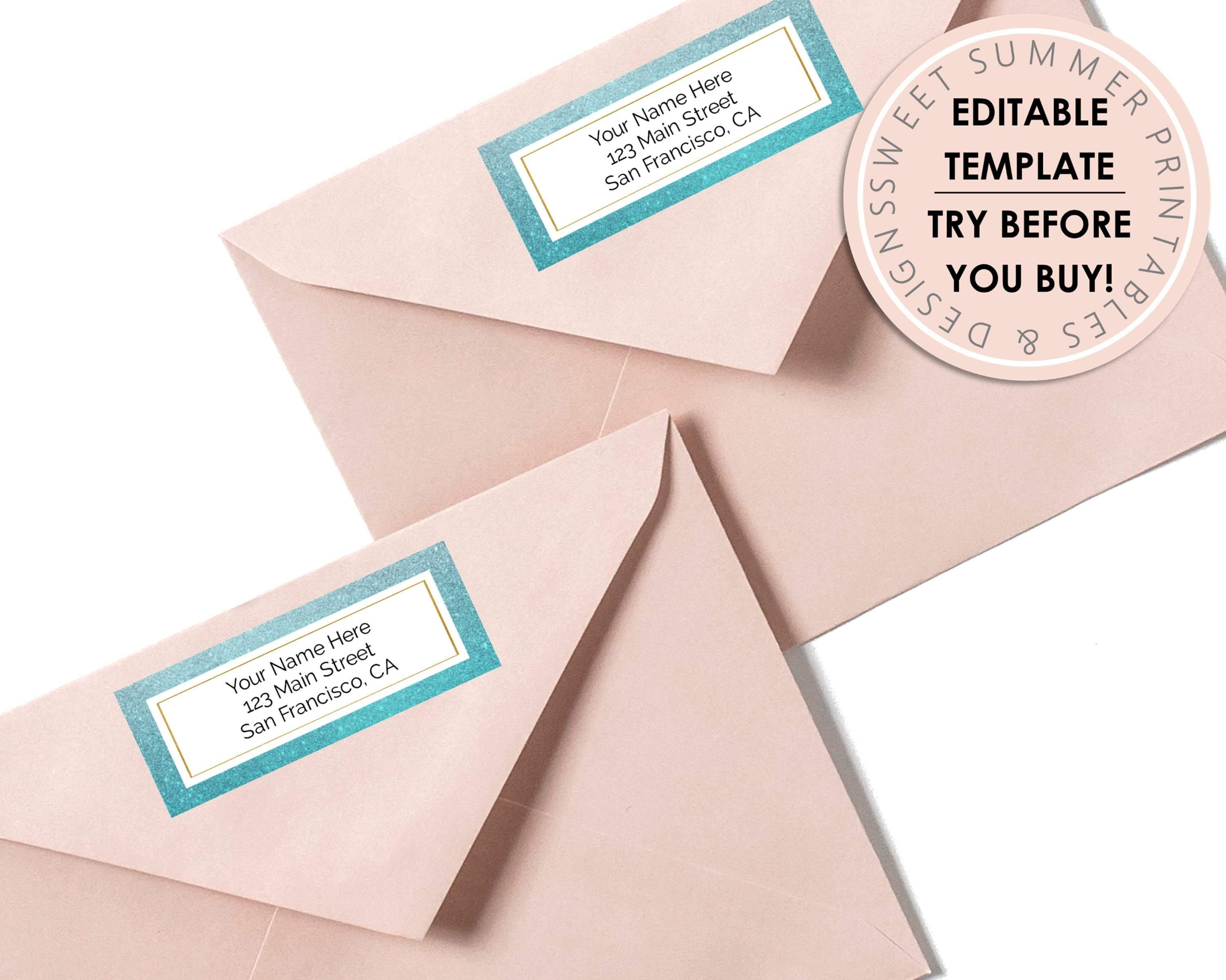 Editable Return Address Label - Teal Glitter – Sweet Summer Designs