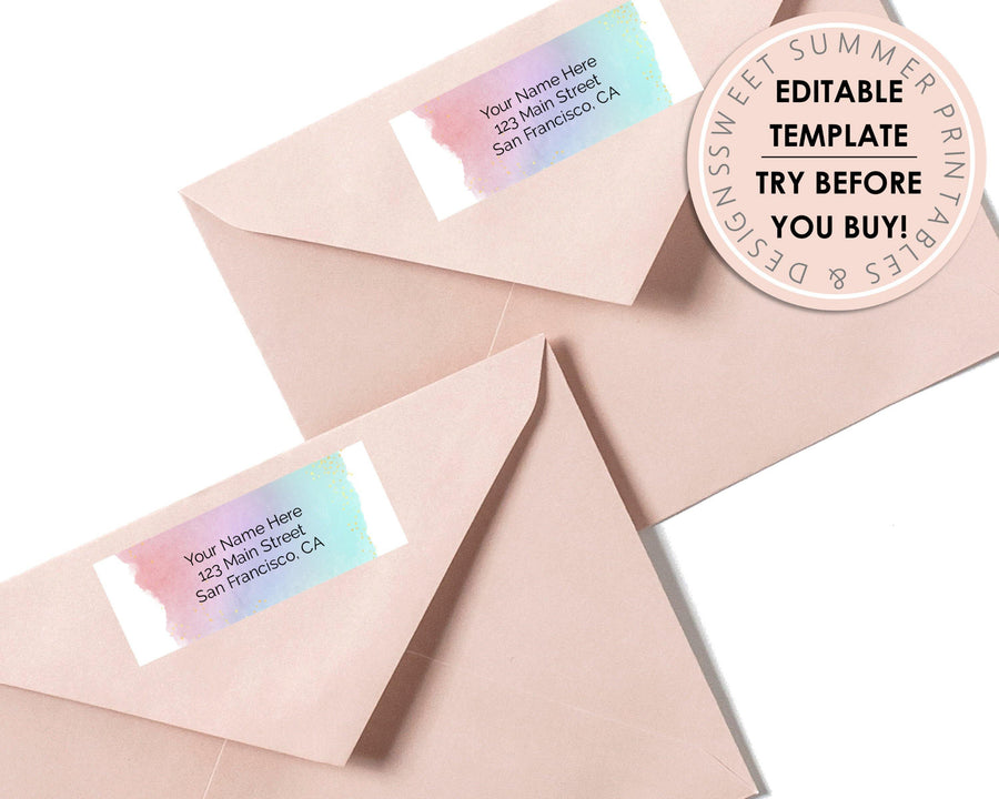 Editable Return Address Label - Pastel Splash - Sweet Summer Designs