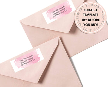 Editable Return Address Label - Pink Splash - Sweet Summer Designs