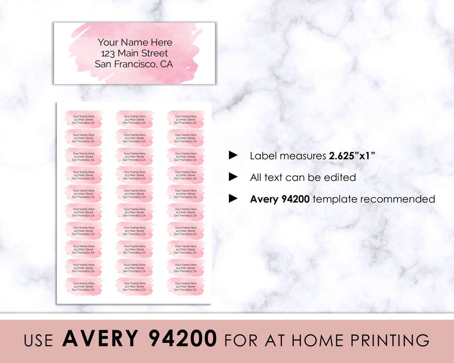 Editable Return Address Label - Pink Splash - Sweet Summer Designs
