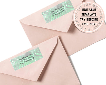 Editable Return Address Label - Tropical Leaves - Sweet Summer Designs