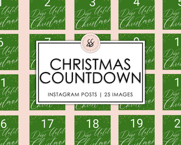 25 Christmas Instagram Posts - Countdown - Green and Gold - Sweet Summer Designs