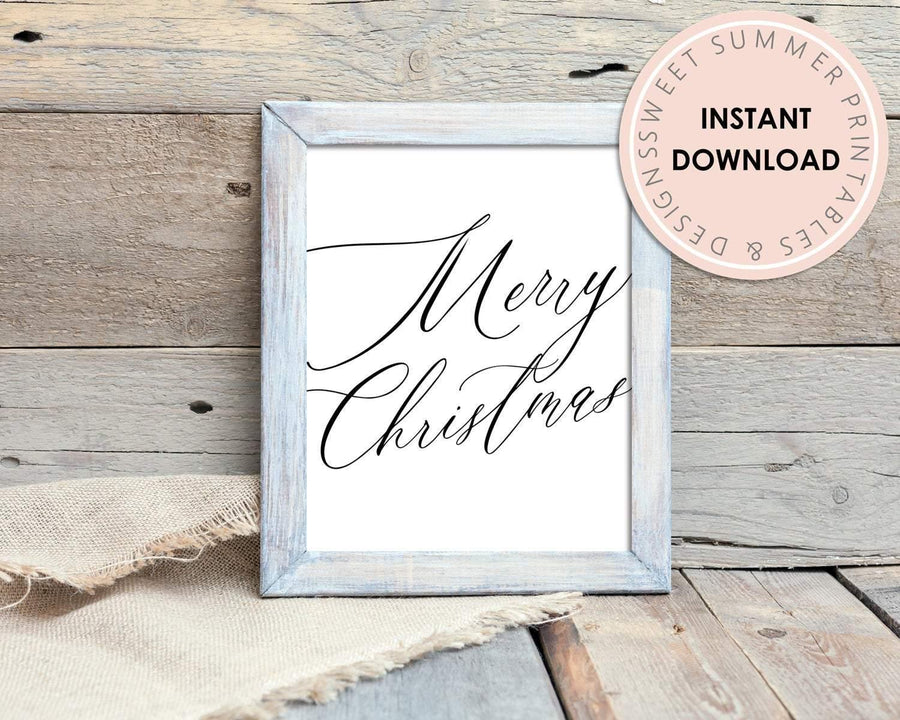 Printable Wall Art - Merry Christmas Script - Sweet Summer Designs