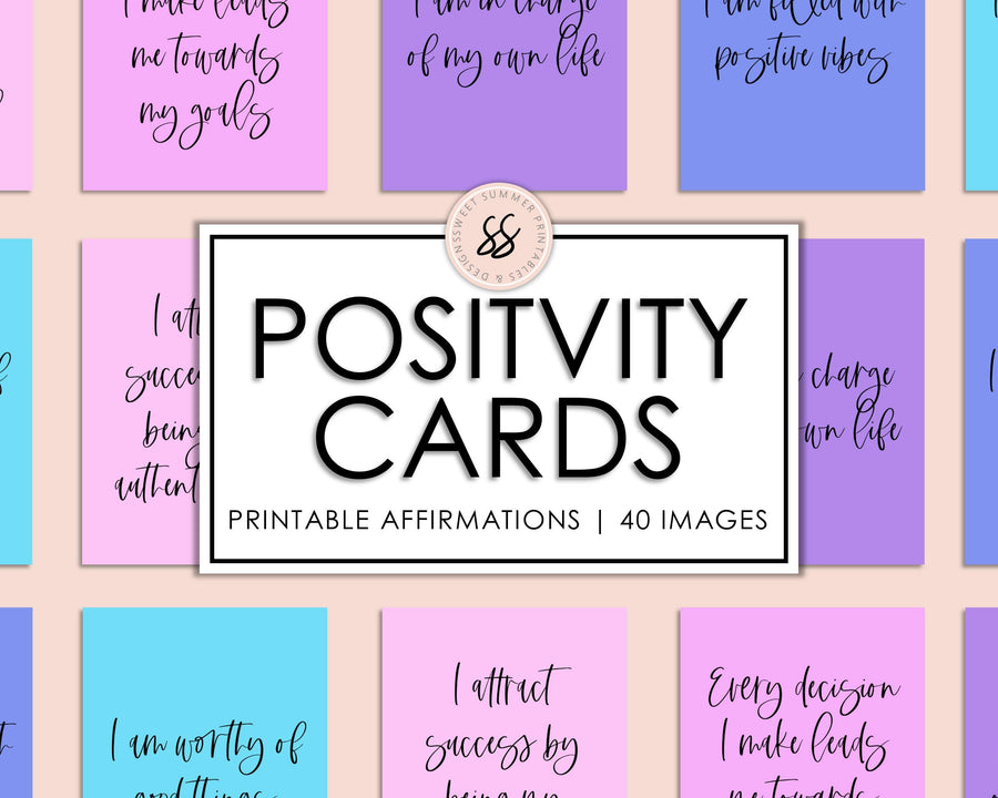 40 Positive Affirmation Cards - Unicorn - Sweet Summer Designs