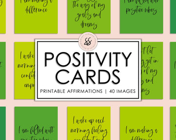 40 Positive Affirmation Cards - Green - Sweet Summer Designs