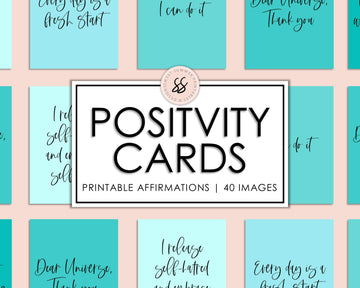40 Positive Affirmation Cards - Turquoise - Sweet Summer Designs
