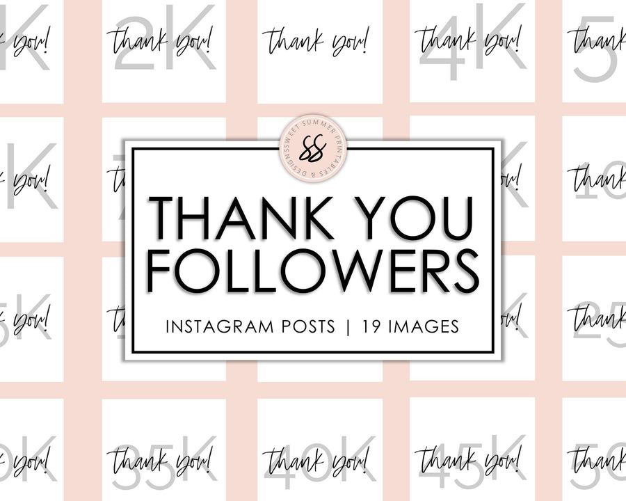 19 Thank You Followers Instagram Posts - White - Sweet Summer Designs