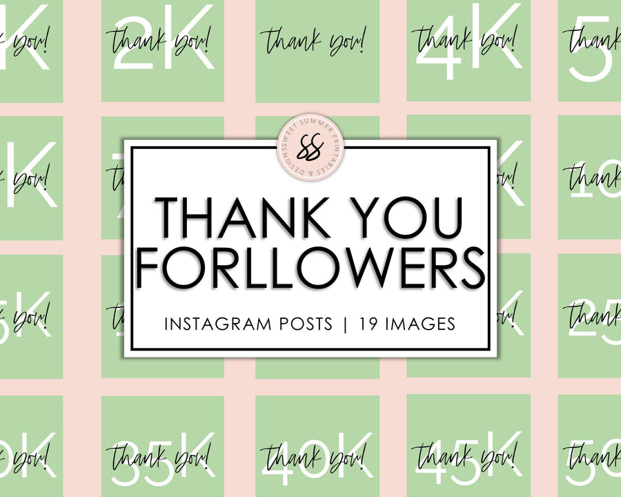 19 Thank You Followers Instagram Posts - Spring Green - Sweet Summer Designs