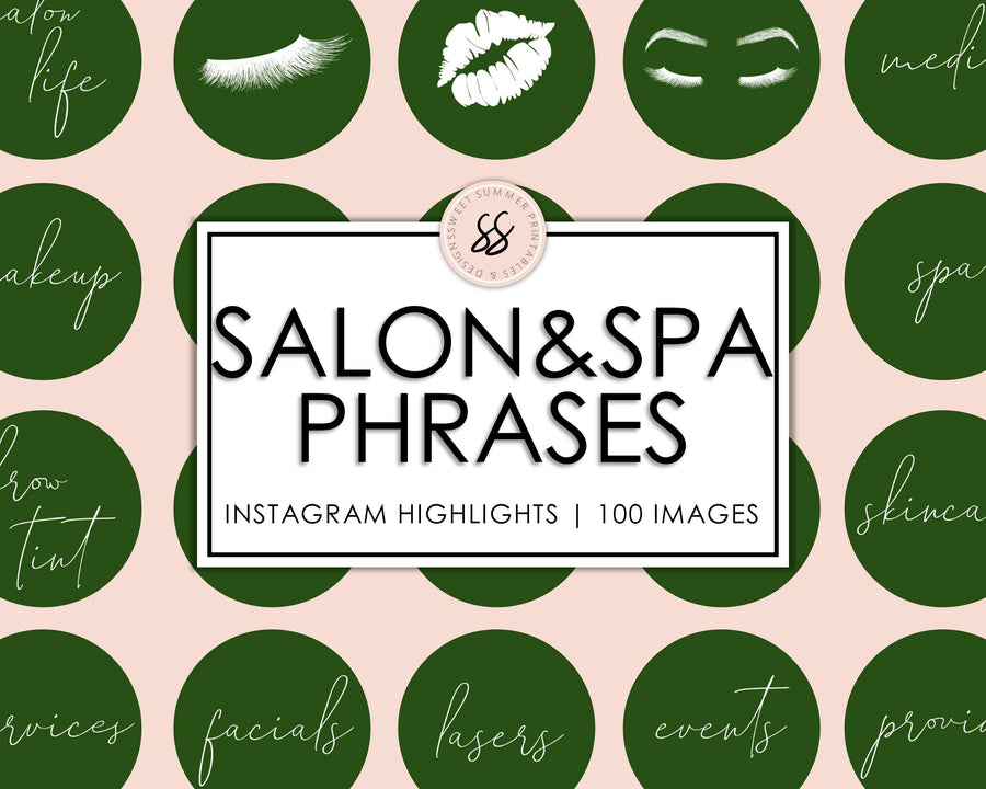 100 Beauty Salon & Spa Instagram Highlights - Hunter Green - Sweet Summer Designs