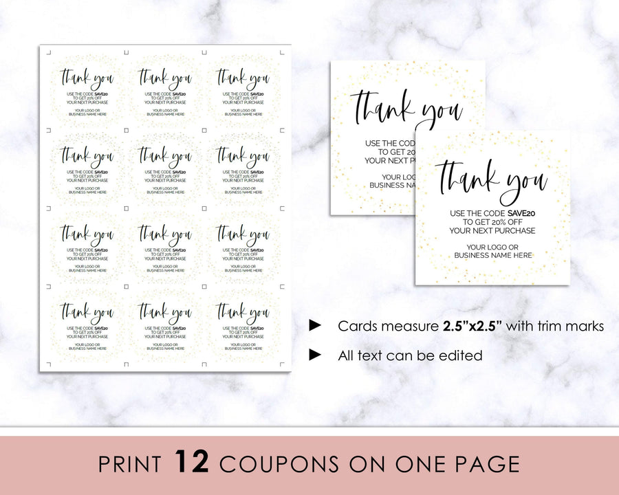 Coupon - Business - Editable - Gold Stars - Sweet Summer Designs