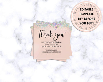 Coupon - Business - Editable - Blush Holographic - Sweet Summer Designs