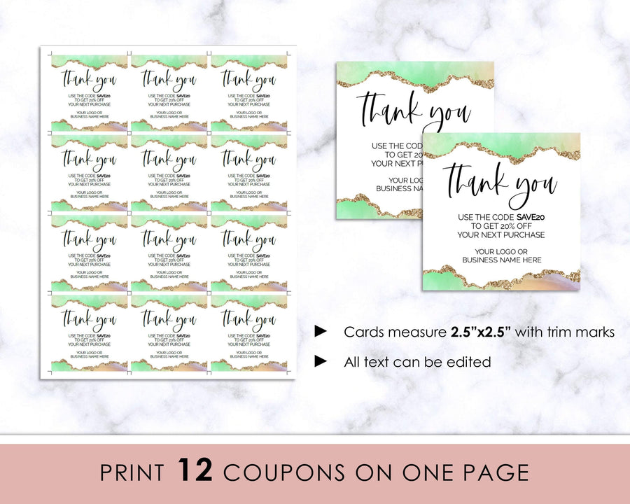 Coupon - Business - Editable - Rainbow Gold - Sweet Summer Designs