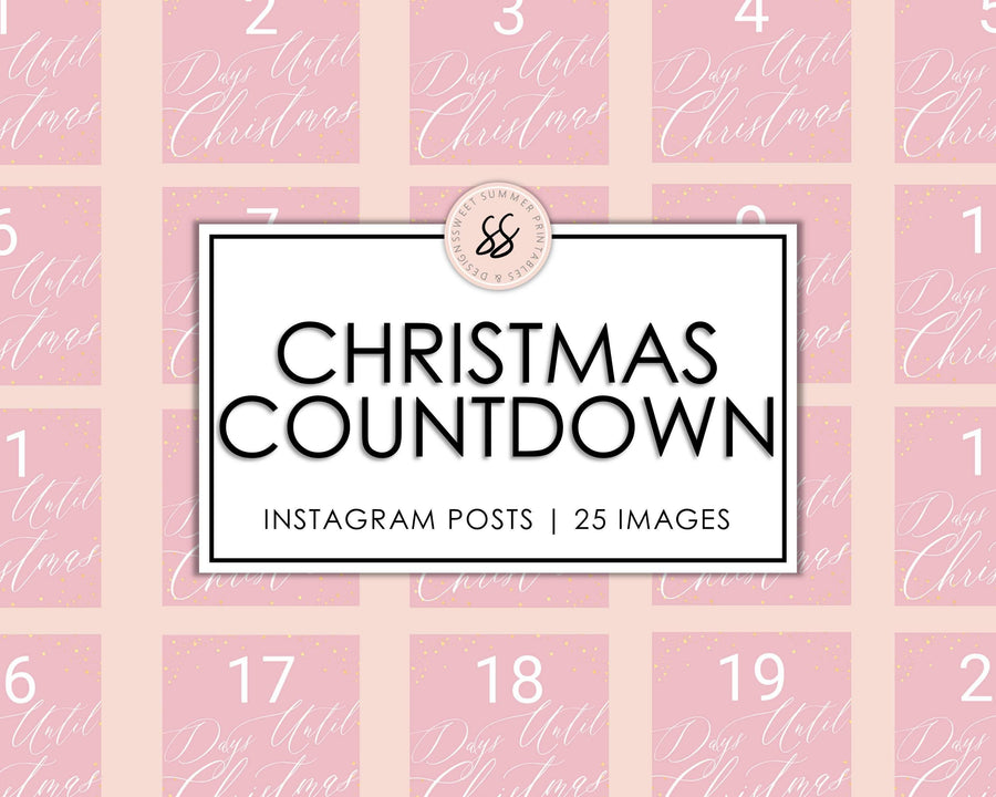 25 Christmas Instagram Posts - Countdown - Pink and Gold - Sweet Summer Designs