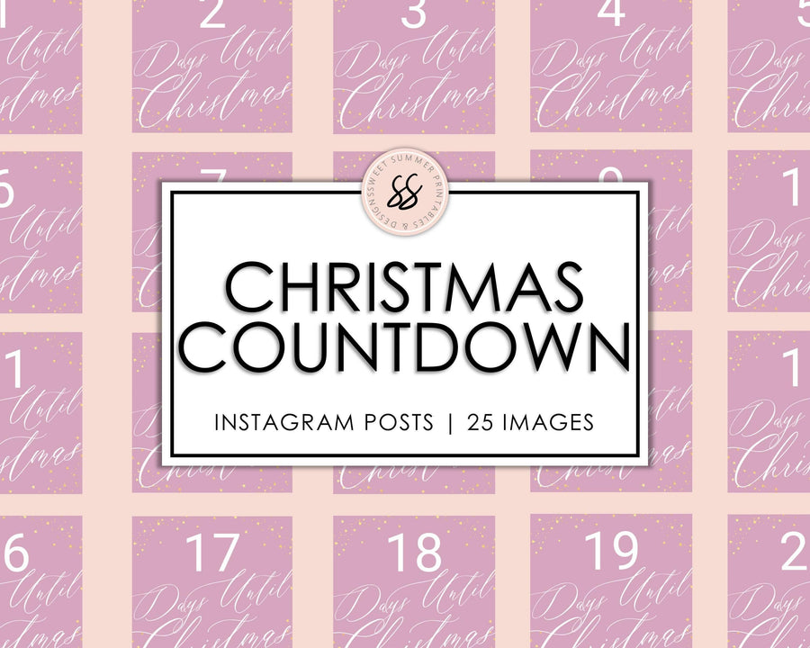 25 Christmas Instagram Posts - Countdown - Dusty Rose and Gold - Sweet Summer Designs