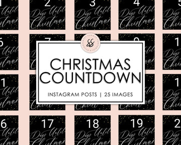 25 Christmas Instagram Posts - Countdown - Black and Gold - Sweet Summer Designs