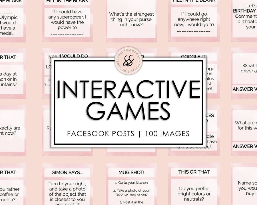 100 Facebook Interactive Posts - Blush - Sweet Summer Designs