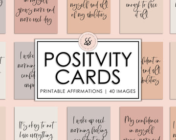 40 Positive Affirmation Cards - Neutrals - Sweet Summer Designs