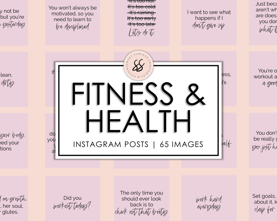 65 Health & Fitness Instagram Posts - Blush - Sweet Summer Designs