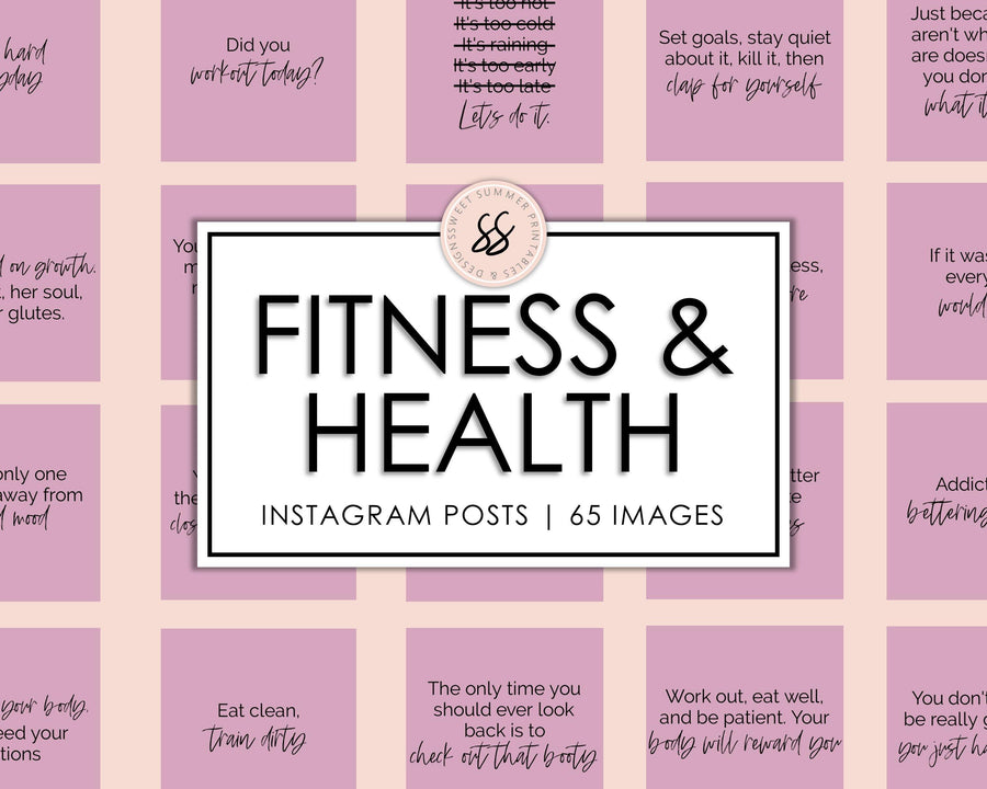 65 Health & Fitness Instagram Posts - Dusty Rose - Sweet Summer Designs