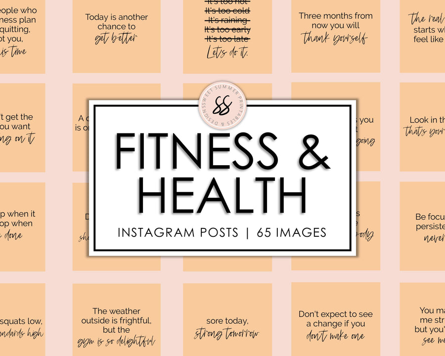 65 Health & Fitness Instagram Posts - Peach - Sweet Summer Designs