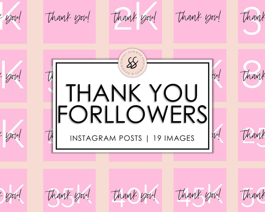 19 Thank You Followers Instagram Posts - Pink - Sweet Summer Designs