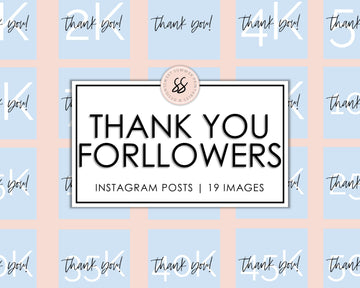 19 Thank You Followers Instagram Posts - Light Blue - Sweet Summer Designs