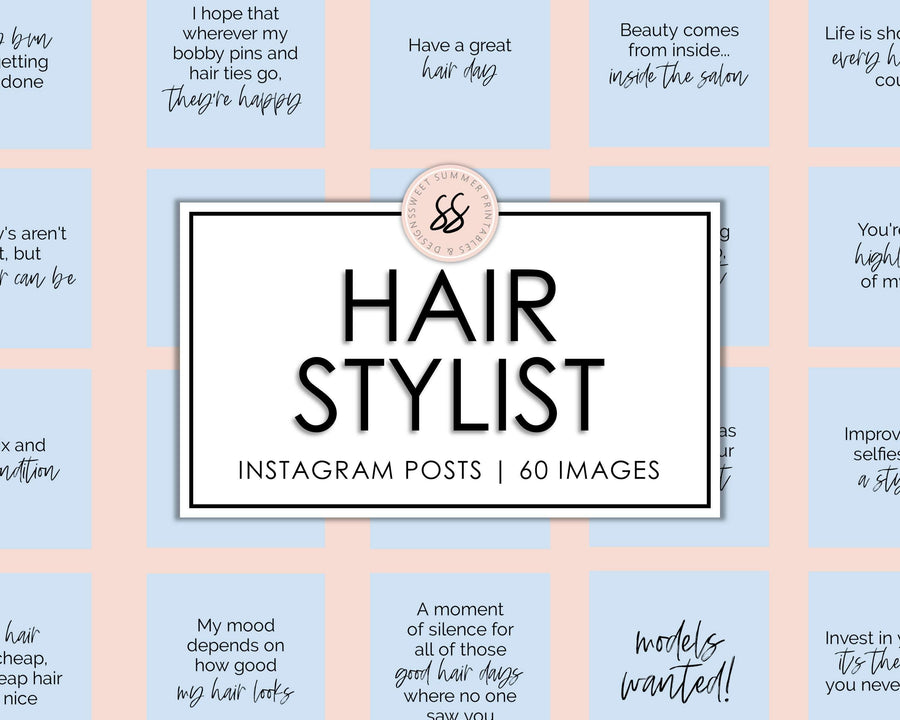 60 Hairstylist Instagram Posts - Light Blue - Sweet Summer Designs