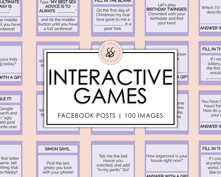 100 Facebook Interactive Posts - Purple - Sweet Summer Designs