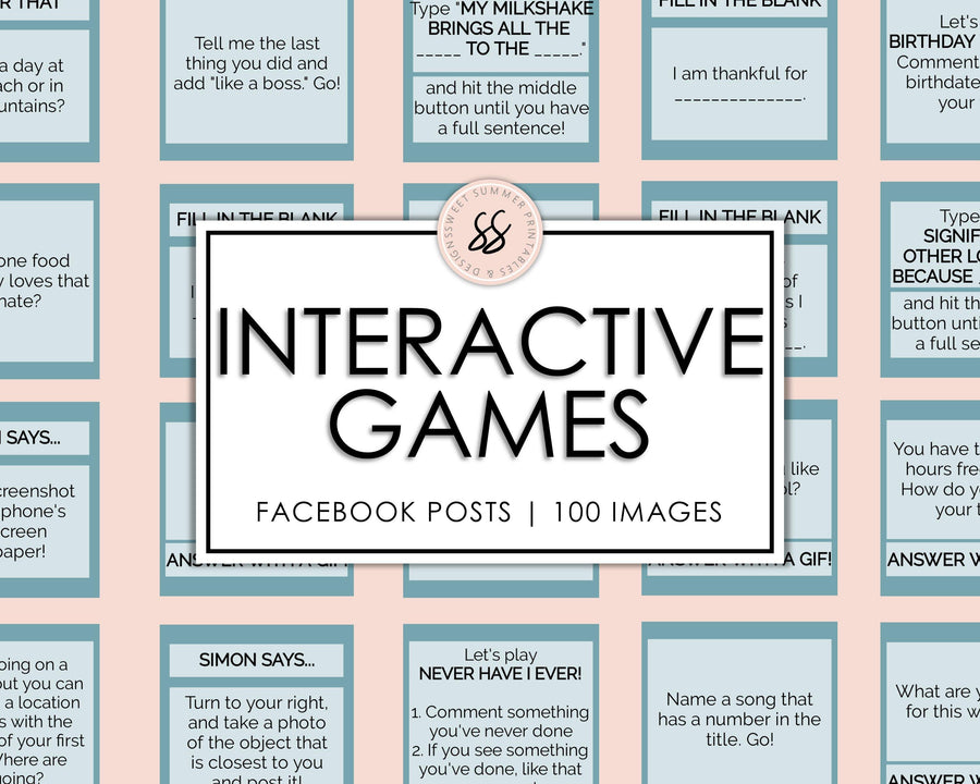 100 Facebook Interactive Posts - Teal - Sweet Summer Designs