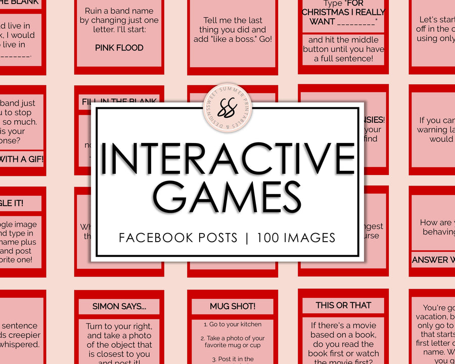 100 Facebook Interactive Posts - Red - Sweet Summer Designs