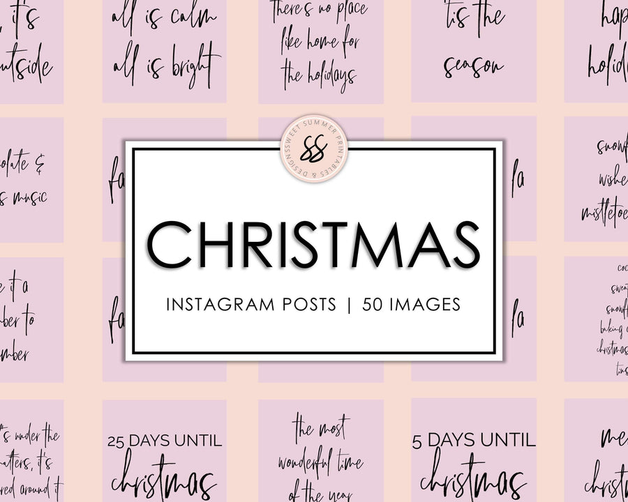50 Christmas Instagram Posts - Sugar Plum Pink - Sweet Summer Designs