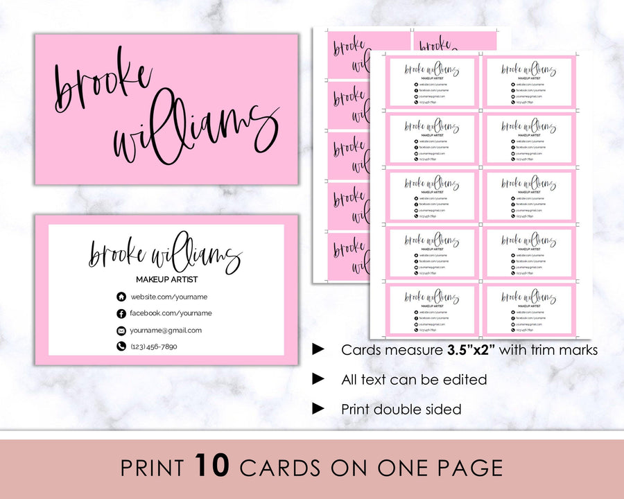 Versatile Business Card - Editable - Minimalist Pink Border - Sweet Summer Designs