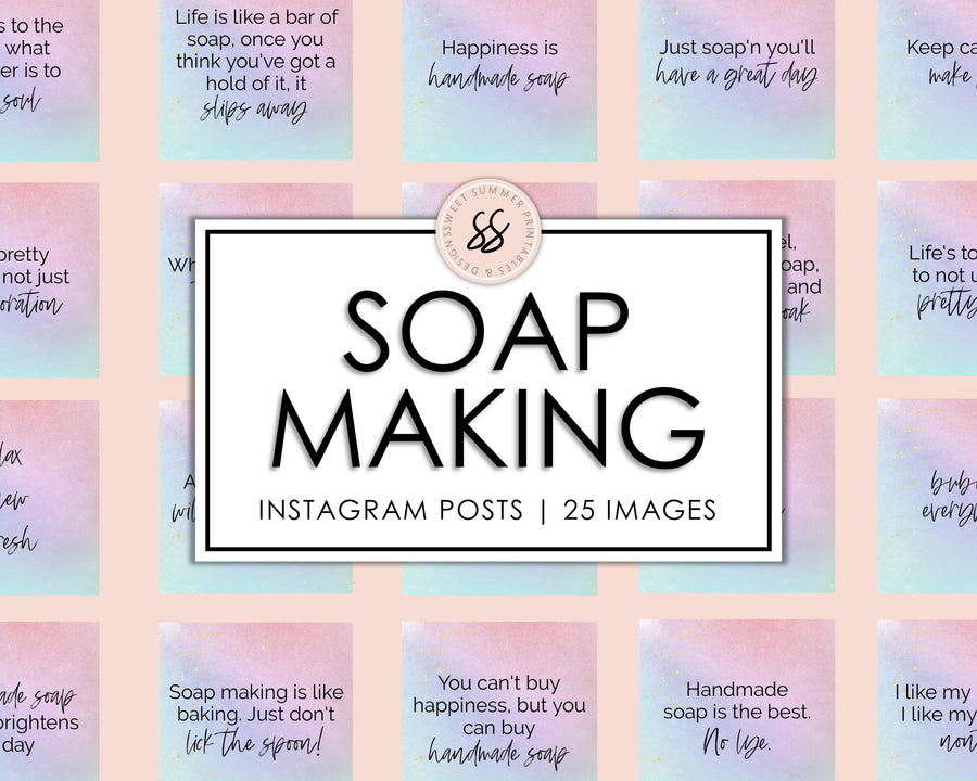 25 Soap Making Instagram Posts - Rainbow Watercolor - Sweet Summer Designs