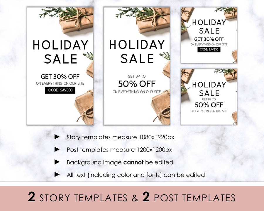 Editable Instagram Posts - Holiday Ad - Holiday Gifts - Sweet Summer Designs
