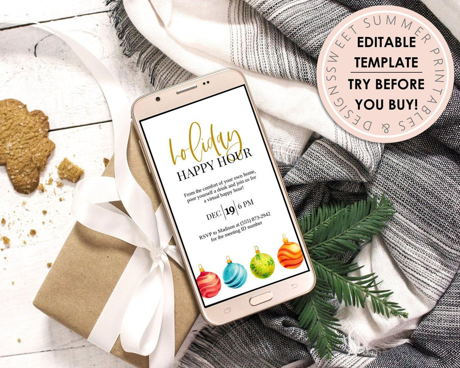 Digital Announcement - Holiday - Gold Ornaments - Sweet Summer Designs