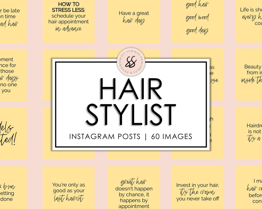 60 Hairstylist Instagram Posts - Yellow - Sweet Summer Designs