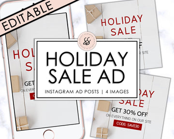 Editable Instagram Posts - Holiday Ad - Gift Boxes - Sweet Summer Designs