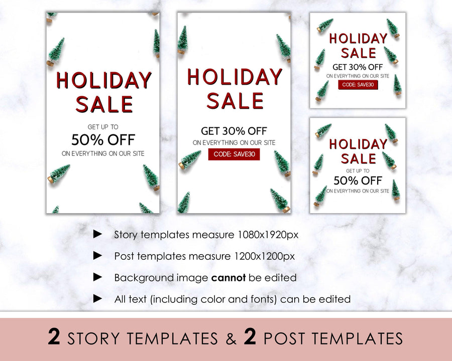 Editable Instagram Posts - Holiday Ad - Christmas Trees - Sweet Summer Designs