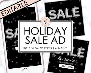 Editable Instagram Posts - Holiday Ad - Christmas Snowflakes - Sweet Summer Designs