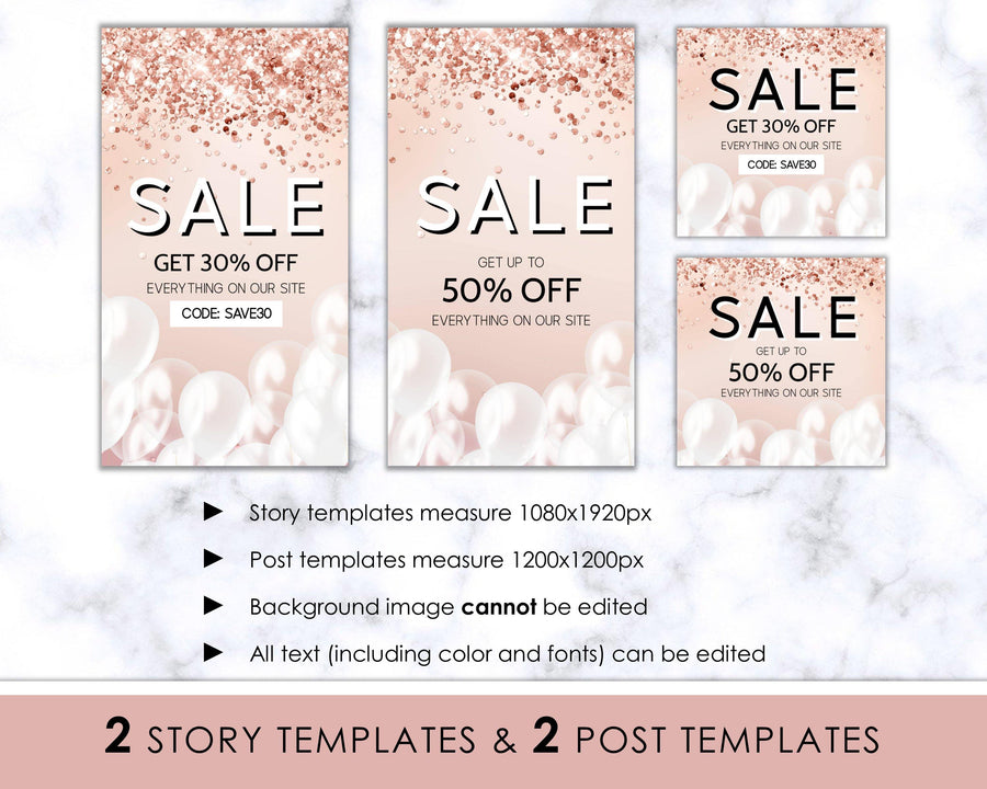 Editable Instagram Posts - Holiday Ad - Rose Gold - Sweet Summer Designs