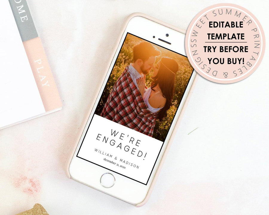 Digital Announcement - Engagement - Minimalist Photo - Sweet Summer Designs