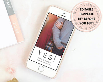 Digital Announcement - Engagement - Yes Photo - Sweet Summer Designs