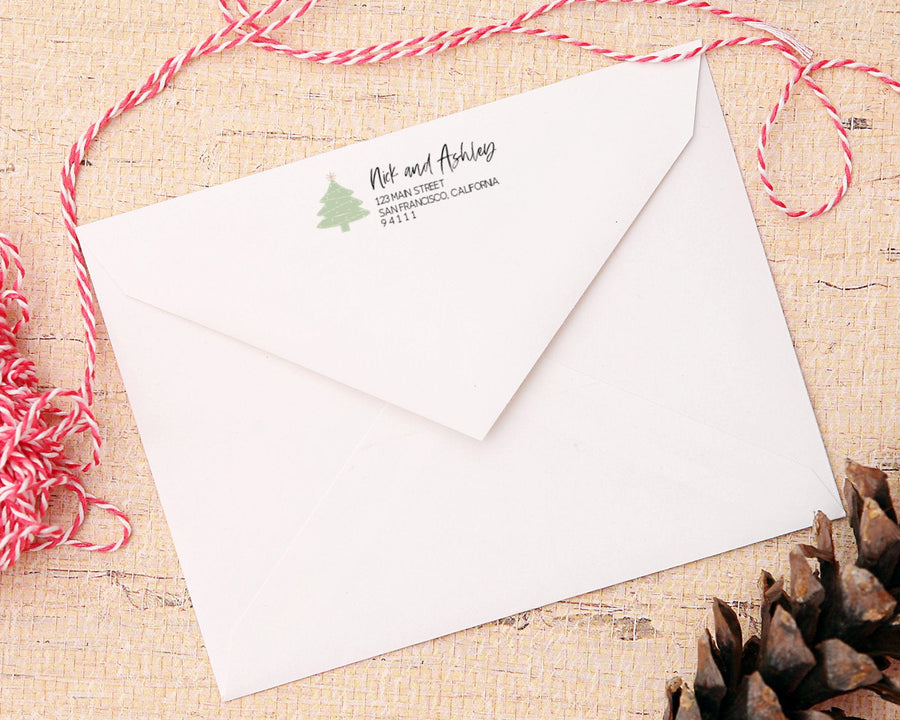 Editable Envelope Template - Christmas - Green Tree