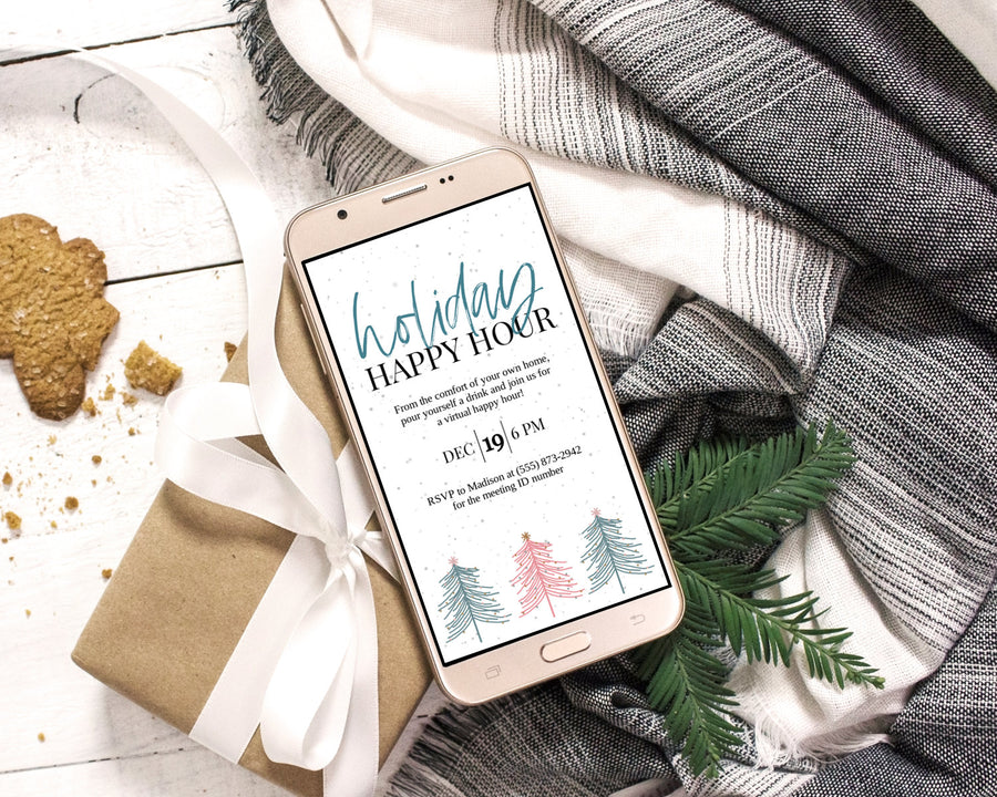Digital Announcement - Holiday Happy Hour - Boho Trees